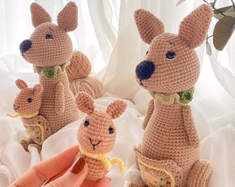 Crochet Kangaroo with Baby: Handmade Amigurumi Stuffed Toy