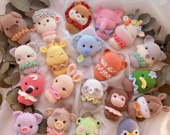 Crochet Animal Keychain Set, Mini Amigurumi Keychains, Cute Crochet Plushies, Handmade Animal Bag Charm, Baby Shower Gift