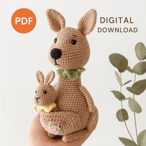 Gehaakt kangoeroepatroon: amigurumi moeder en baby (Engels pdf-patroon)