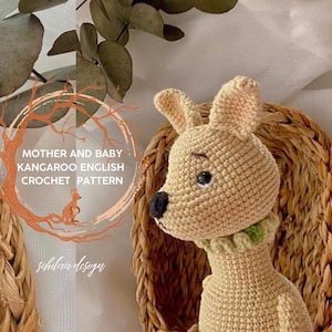 Mutter und Baby Känguru Häkelanleitung, Amigurumi Känguru Englisch Muster, Amigurumi PDF Känguru Spielzeug Muster, Englisch PDF Muster