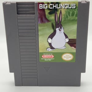 DISPLAY CART - NES Big Chungus Parody Nintendo Meme Cartridge Funny Gag Unique Gift Spoof Conversation Starter [For Display Not Real Game]