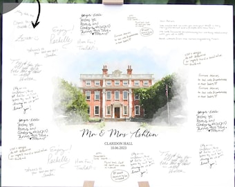 Guest Book Alternative, Watercolor Wedding Venue Illustration Custom Sign