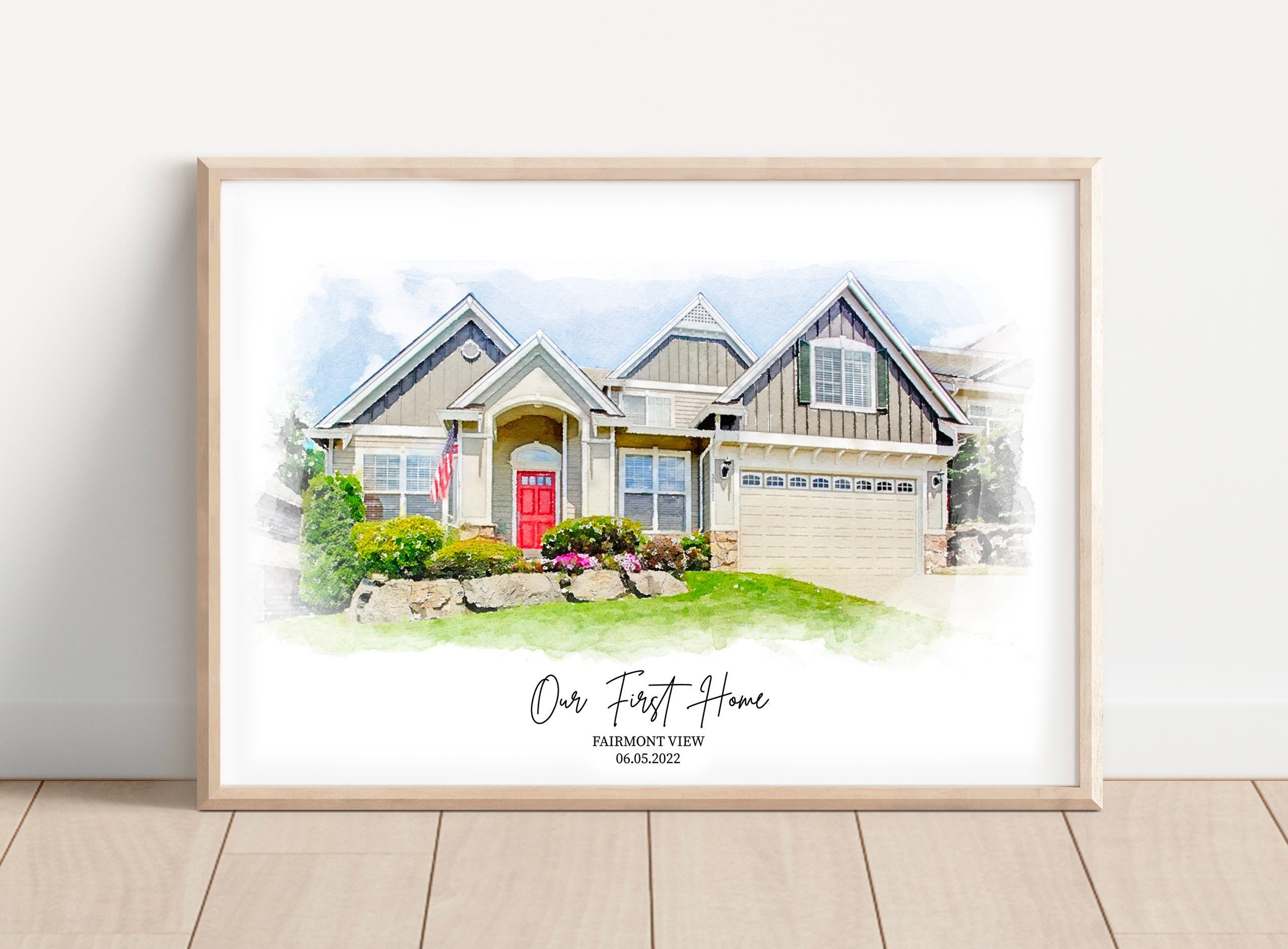 Custom Watercolor House Portrait Custom House Painting Housewarming ...