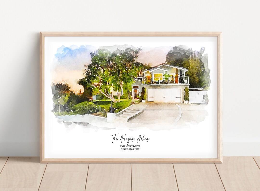 Watercolor House Portrait Custom House Painting Housewarming Gift First ...