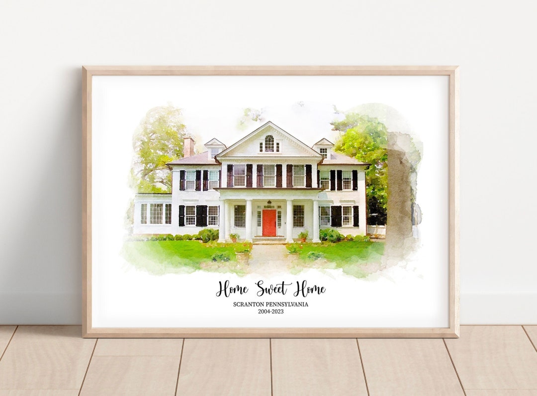 Custom Watercolor House Portrait Custom House Painting Housewarming ...