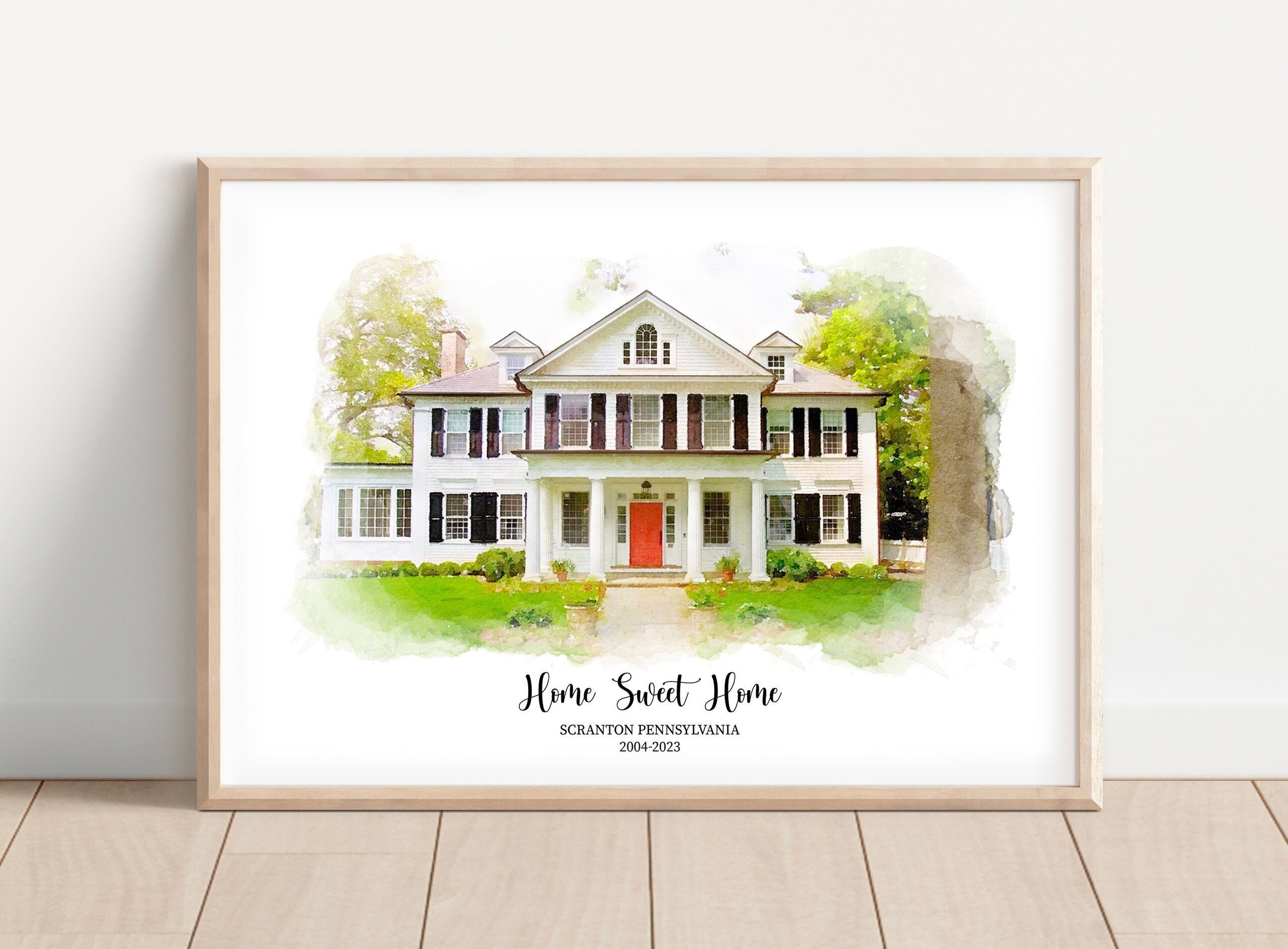 Custom Watercolor House Portrait Custom House Painting Housewarming ...