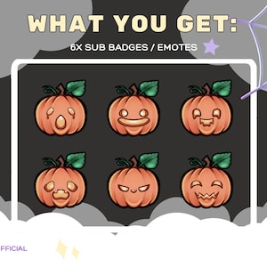Cute Kawaii Halloween Spooky Pumpkin Twitch Emote Subbadges for Twitch, Discord, YouTube