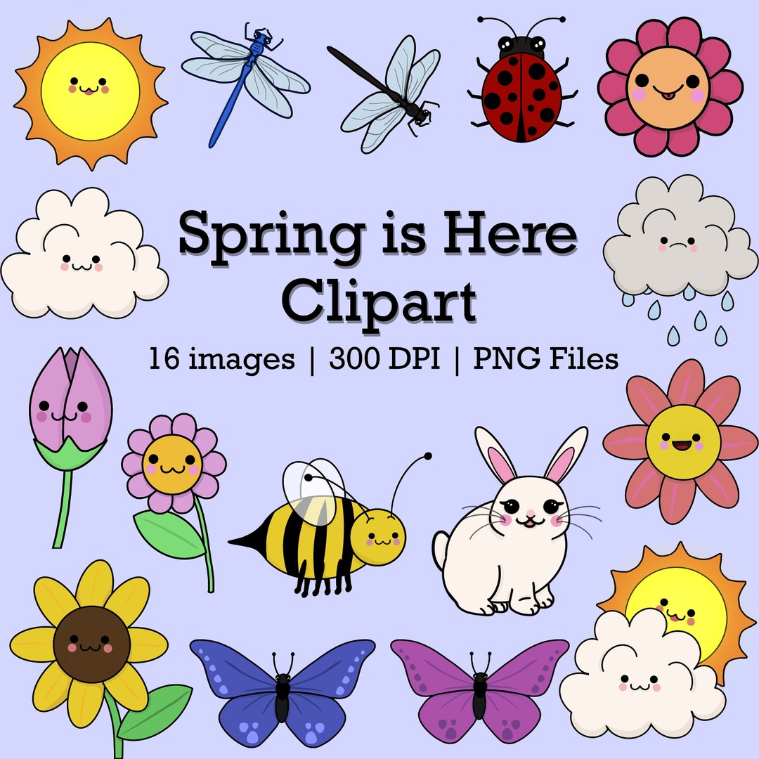 Kawaii Adorable Spring Clipart Spring Clipart Set Cute Spring Images ...