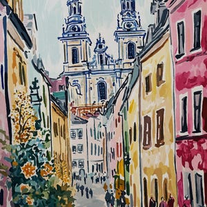 Vintage Watercolor Kraków Art Print: Poland Travel Poster Printed on Watercolor Paper #P310