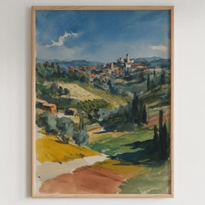 San Gimignano Tuscany Countryside Watercolor Art Print G58