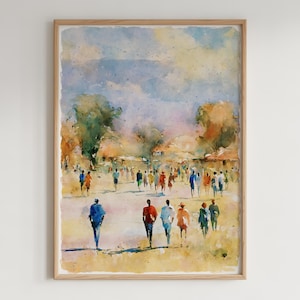 Outjo Namibia Watercolor Art Print, African Market Wall Art Poster G1640
