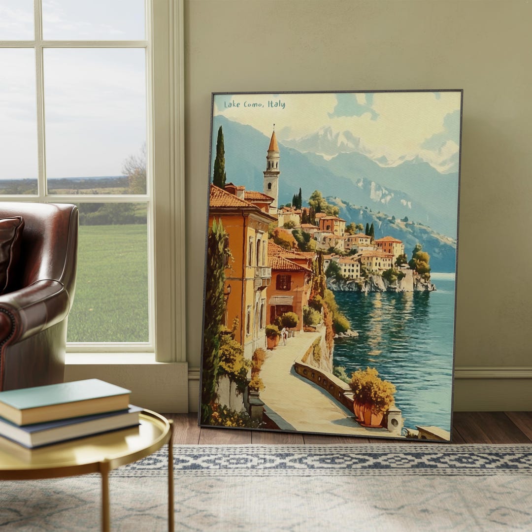 Lake Como Italy Watercolor Art, Italian Lakeside Wall Art Poster Print ...