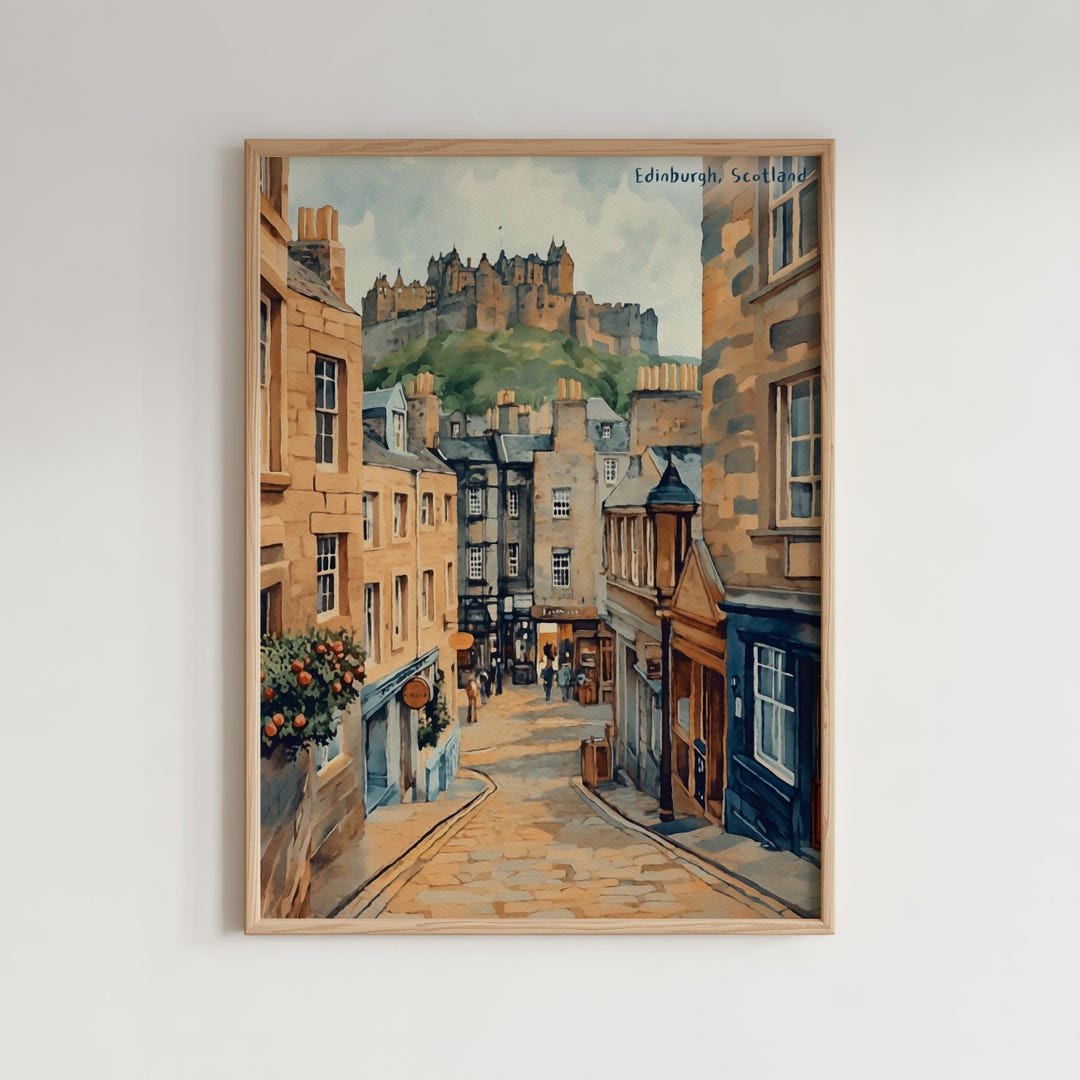Edinburgh Castle Watercolor, Scotland Travel Art Poster, Wall Art #G26 ...