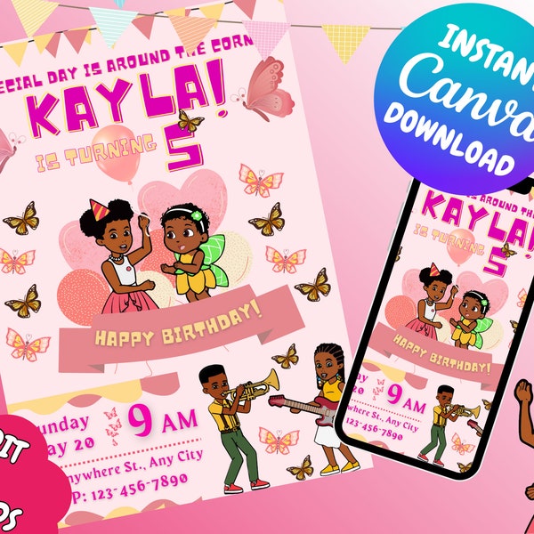 Gracies Corner Birthday invitation | Canva Invite Template | Editable Gracies Corner invite