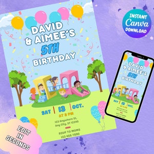 Playground Birthday Invitation for Girls or Boys | Play jump, climb, run Playground Invitation