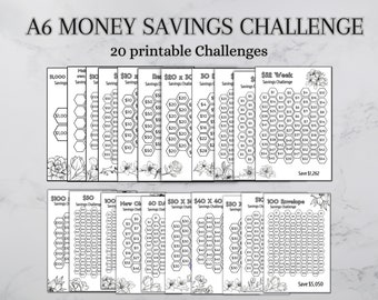 Défi d'épargne d'argent imprimable | Lot d'économies d'argent A6 | Mini suivi des économies