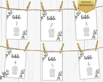 Seating Chart Template | Greenery Printable Seating Plan | Wedding Seating Chart