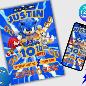 Sonic Birthday Invitation Printable Birthday Invitations Sonic the ...
