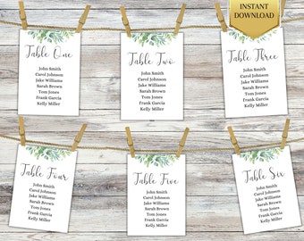 Seating Chart Template | Greenery Printable Seating Plan | Wedding Seating Chart