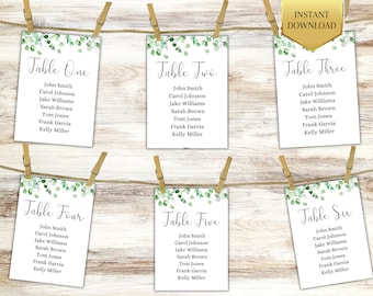 Seating Chart Template | Greenery Printable Seating Plan | Wedding Seating Chart