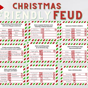 Christmas Friendly Feud - Printable Christmas questions and answer game - Holiday Trivia party game - Family Feud