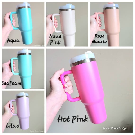 Hot Pink 40 Oz Tumbler Cup with Handle