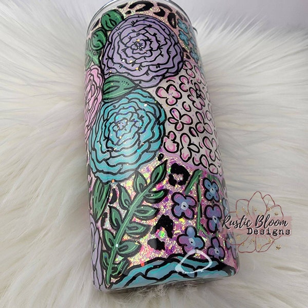 Hand Painted Floral Tumbler - Etsy