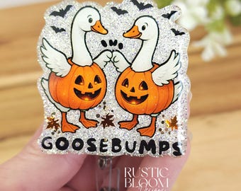 Goose Halloween Glitter Badge Reel Interchangeable Nurse Badge Reel Name Tag Work ID Holder Personalized Nurse Gift Teacher badge Holder