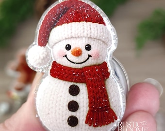 Glitter Snowman Santa Hat Crochet Christmas Badge Reel Interchangeable retractable Personalized Custom Work ID Nurse Gift Teacher