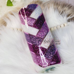 Glitter Purple Floral Tumbler Custom Stainles Steel Insulated Gift for Her Mother’s Day Travel Mug Coffee Lover Personalized Water Cup To Go