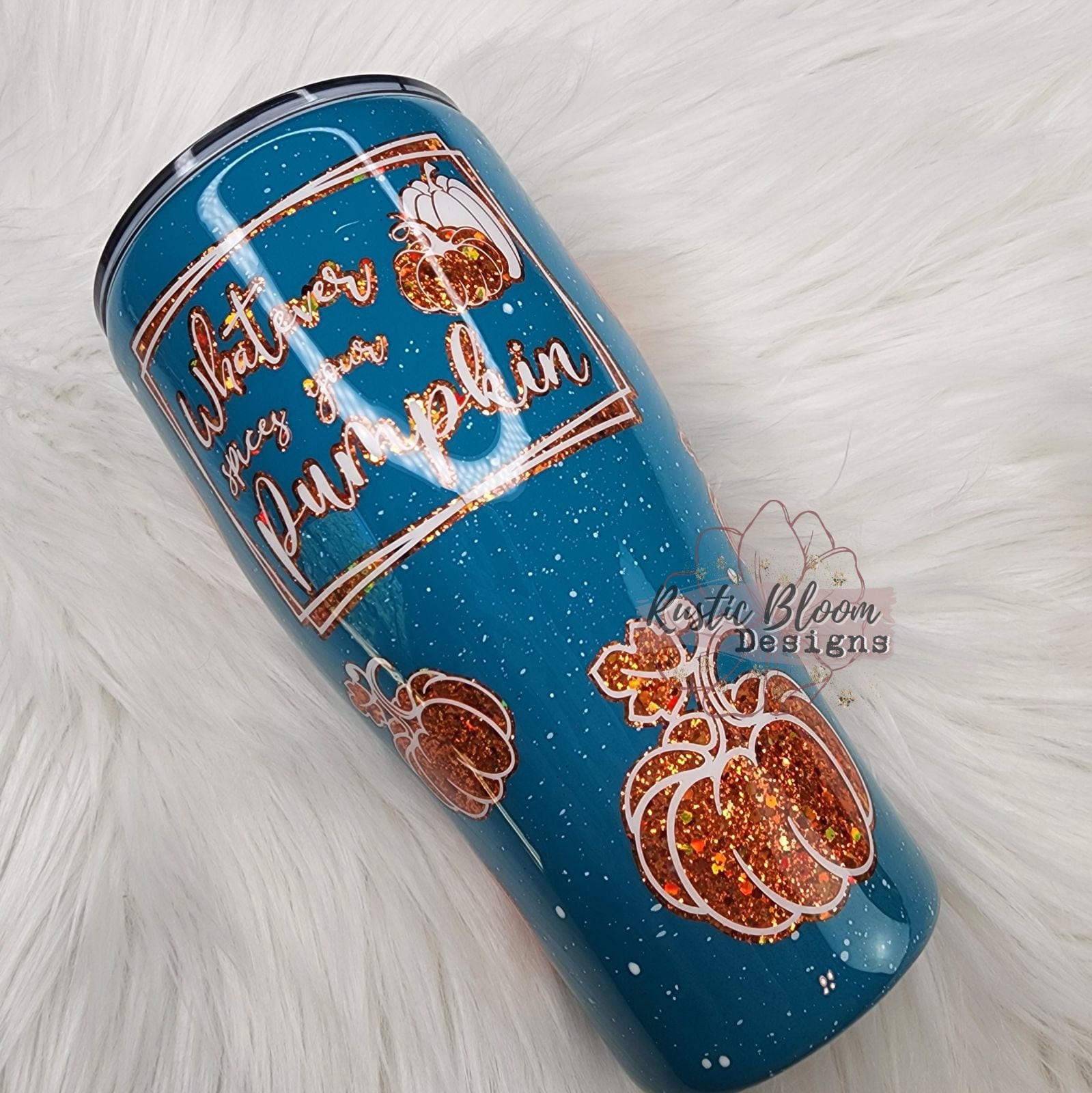 Pumpkin Glitter Peakaboo Tumbler Teal, Orange Whatever Spices Your Pumpkin insulated Custom fall Tumbler To Go Cup Gift for Her Seasonal Cup