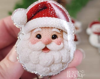 Glitter Christmas Santa Glitter Badge Reel Personalized Custom Work ID Nurse Gift for Teacher, work badge reel, holiday badge reels nurse