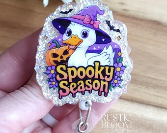 Goose Glitter Hallowee Badge Reel Interchangeable Nurse Badge Reel Name Tag Work ID Holder Personalized Nurse Gift Teacher badge Holder