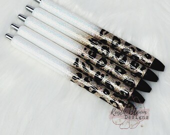 Personalized Glitter Pens Ombre  Leopard Pen Epoxy Cheetah pens Nurse Gift Writing Pen Teacher Gifts Ideas Gel Pens Custom gold pens glitter