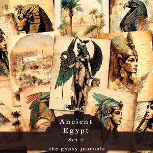 Ancient Egypt Junk Journal Papers Set 2, Egyptian Printable Journal Pages for Scrapbooking, Scrapbook Paper Ephemera Journal Kits & Supplies