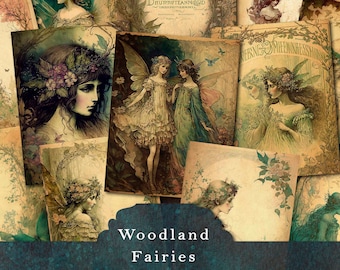 Woodland Fairies Junk Journal Papers, Fairytale Printable Journal Pages for Scrapbooking, Scrapbook Paper Ephemera Journal Kits & Supplies