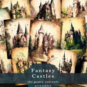 Fantasy Castle Junk Journal Papers, Fairy Tale Printable Journal Pages for Scrapbooking, Scrapbook Paper, Ephemera Journal Kits and Supplies