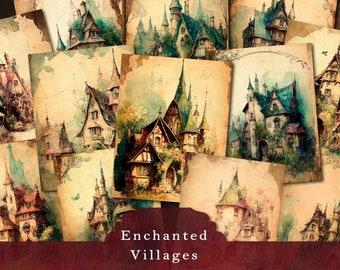 Enchanted Villages Junk Journal Papers, Fairy Tale Printable Journal Pages, Fantasy Scrapbooking Paper Ephemera Journal Kits and Supplies