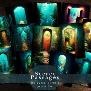 Secret Passages Junk Journal Papiere, druckbare Journal Seiten für Scrapbooking, Scrapbook Papier, Ephemera Collage, Journal Kits und Zubehör