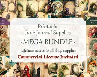 WHOLE SHOP Bundle - Printable Junk Journal Pages, Junk Journal and Scrapbooking Supplies and Ephemera, Printable Digital Pages, Paper Sheets