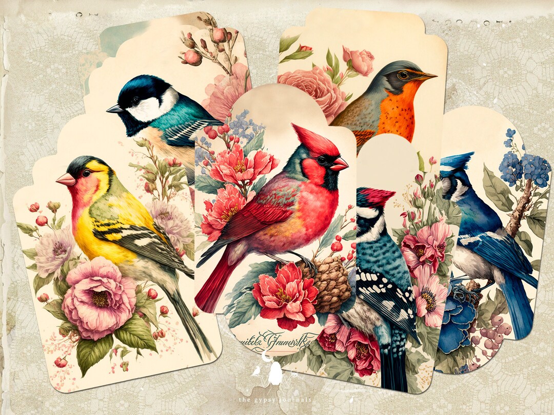 Vintage Birds Tags, Journaling Tags, Garden Printable Inserts and ...