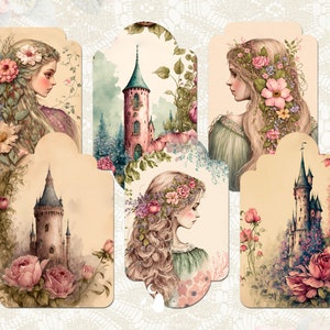 Rapunzel Tags, Fairytale Journaling Tags, Printable Inserts and ...