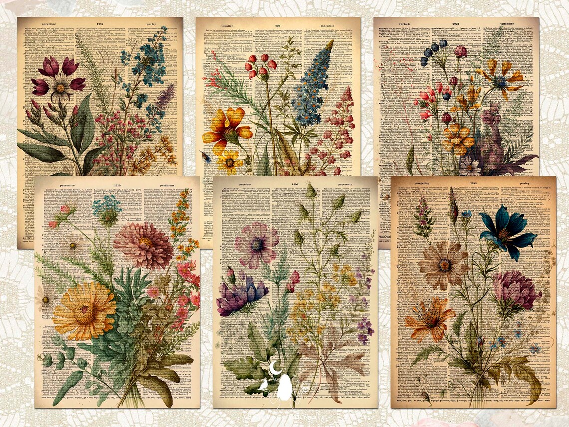Vintage Wildflowers ATC Cards, Floral Journaling Cards, Printable ...