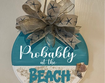 Beach House Door Decor, Real Seashells & Sand Welcome Sign