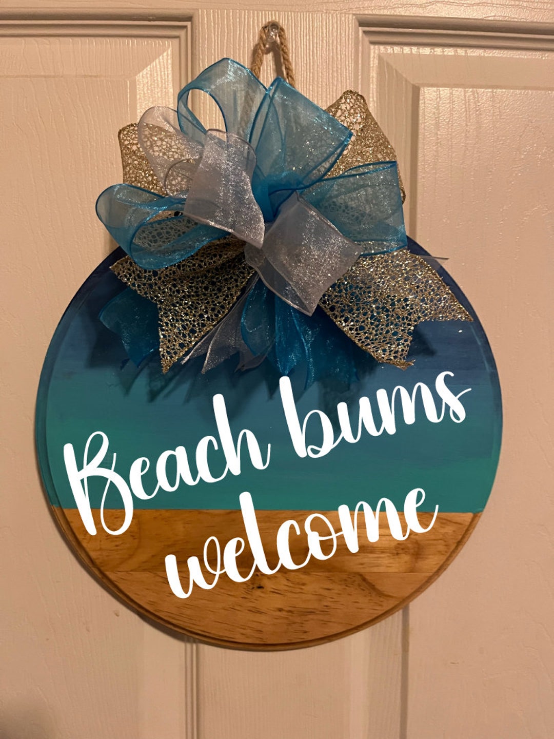 Beach Bums Decor With Bow. Beach House Door Decor. Coastal