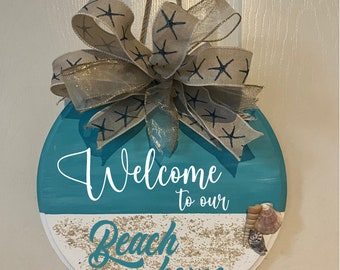 Percha de bienvenida a la puerta principal de la casa de playa. Decoración de bienvenida para casa de playa y Air BnB. Regalo para los amantes de la playa.