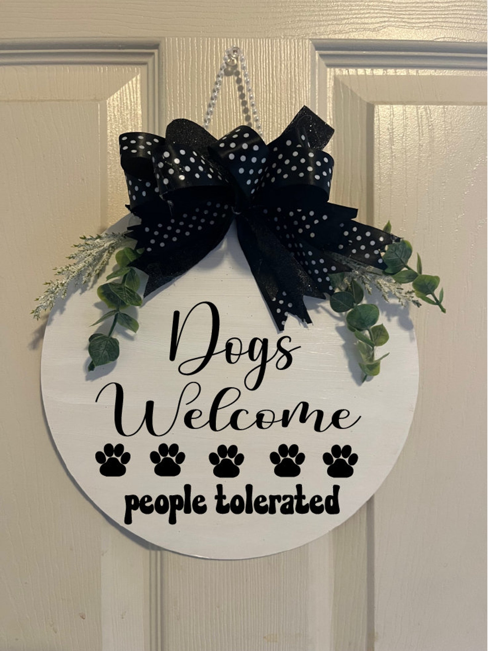 Funny Dog Welcome Sign, Paw Print Door Decor - Etsy