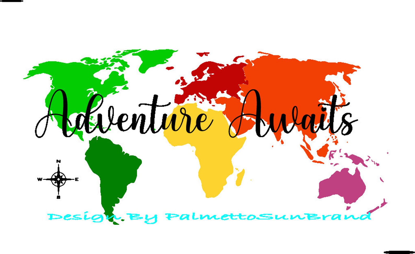 Adventure Awaits World Map SVG PNG JPG. Colored Map With - Etsy