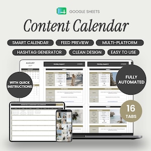 Content-Kalender – Gold und Schwarz, Google Sheets-Planer, Content-Erstellungsplaner, TikTok-, Instagram- und YouTube-Post-Tabelle