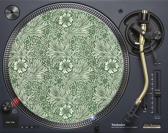 William Morris original green floral retro pattern design slipmat for vinyl record deck turntable